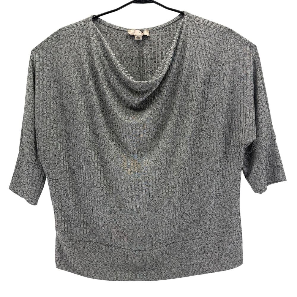 Misia Curvy Silver Gray Stripe Polyester Blend 3/4 Sleeve Top Womens 2XL Shirt